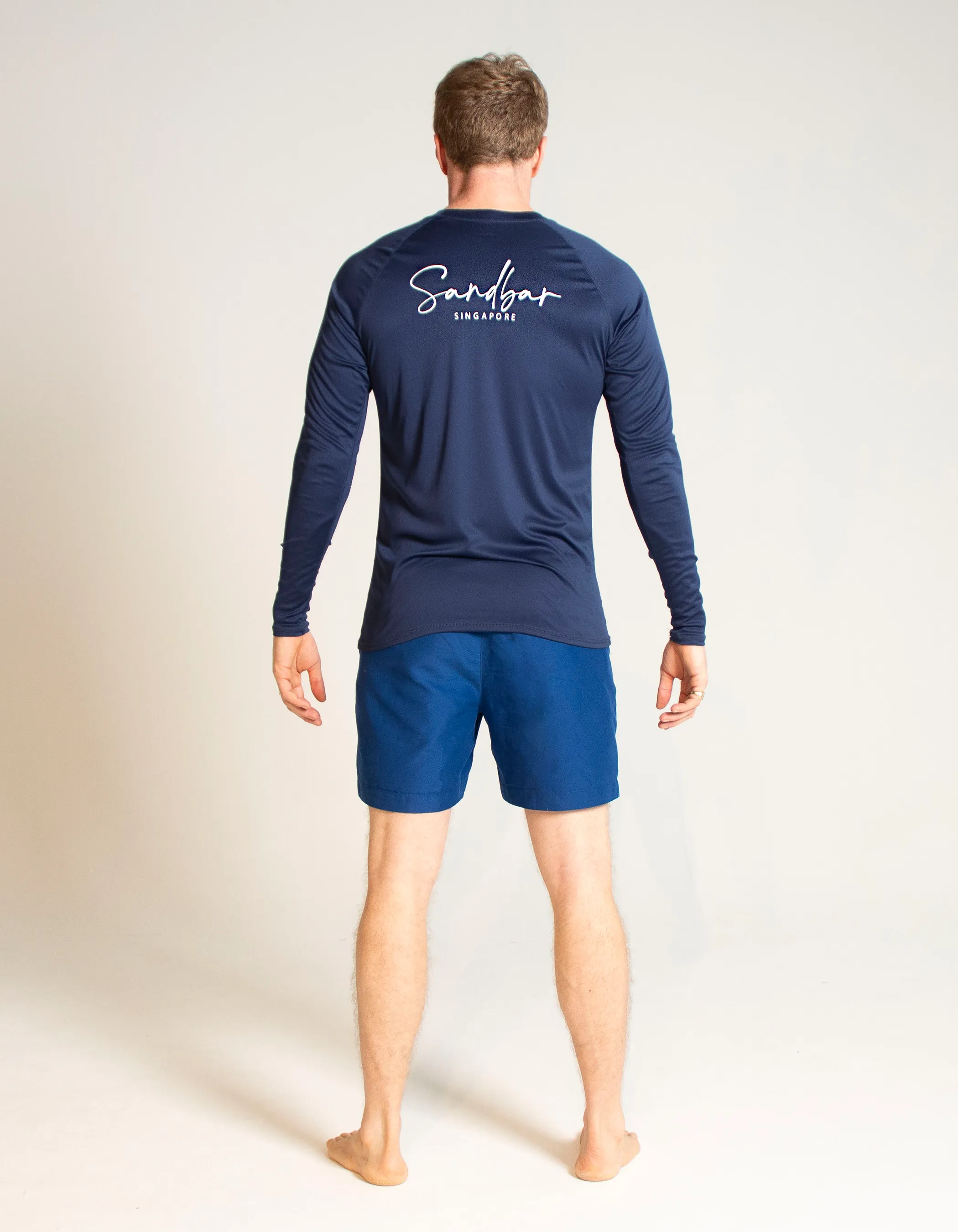 Deep Blue Long Sleeved Mens Rash Guard