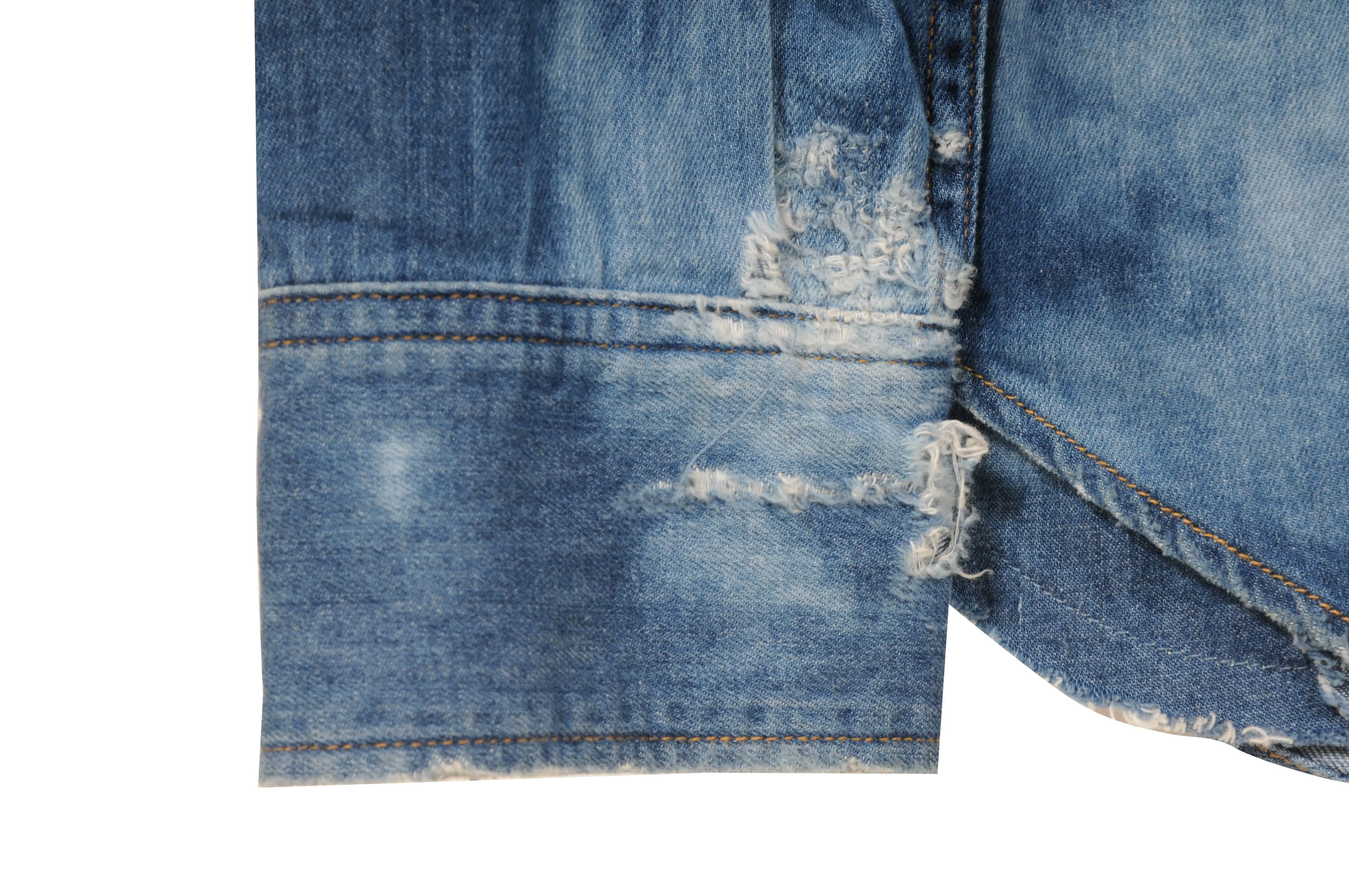 Distressed Bleached Western Denim Shirt