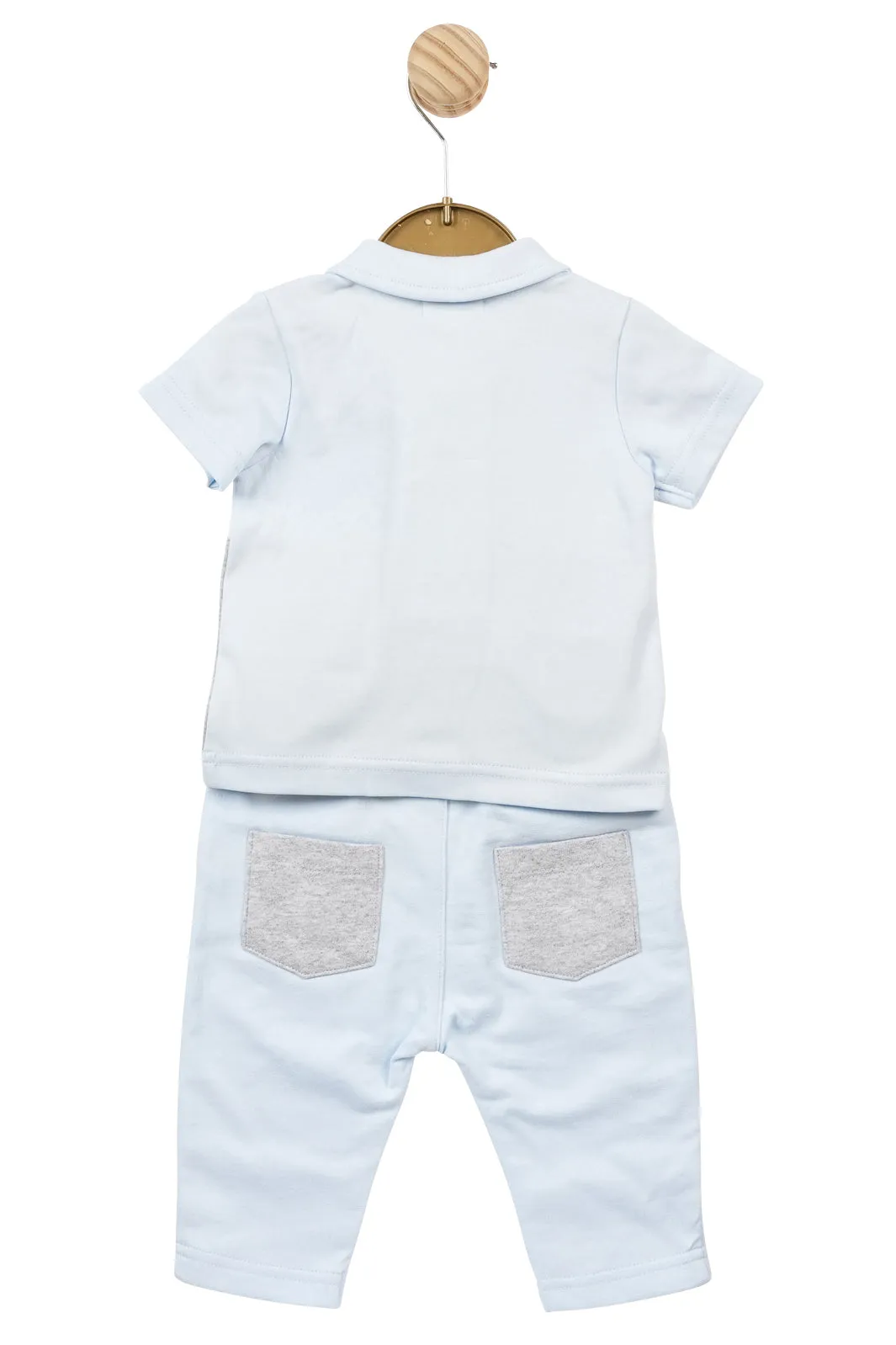 "Zachariah" Baby Blue & Grey Polo Shirt & Trousers